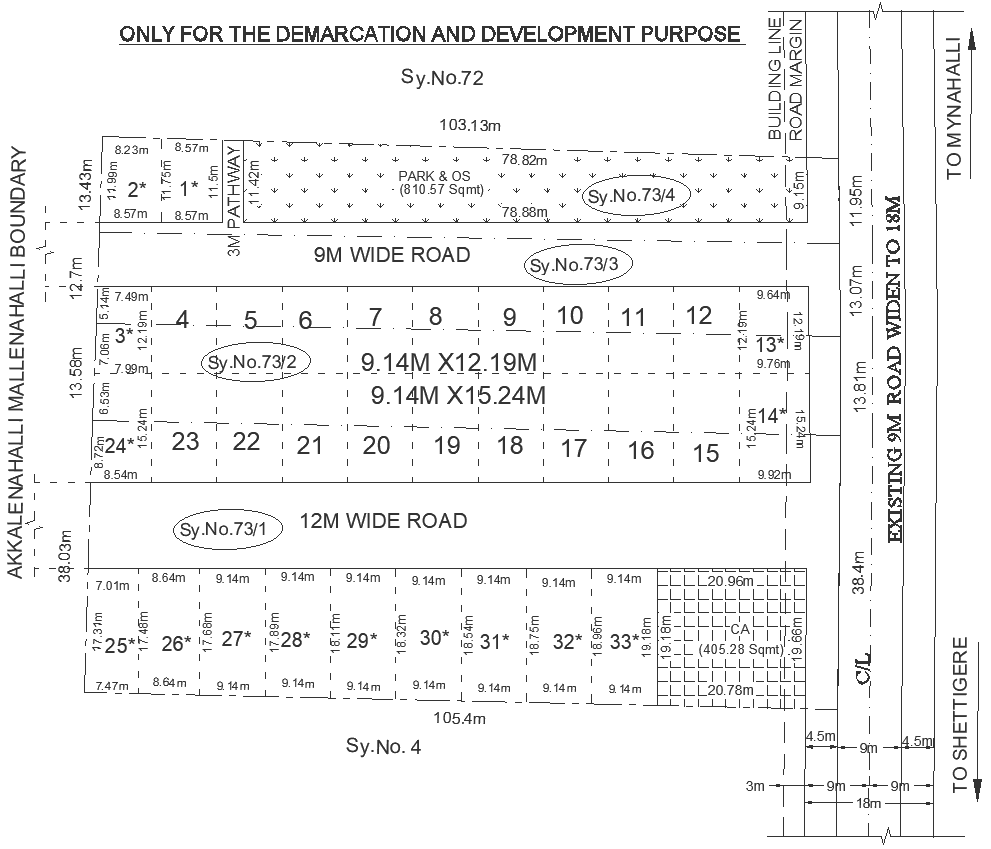 Plot division layout with park detail DWG AutoCAD file