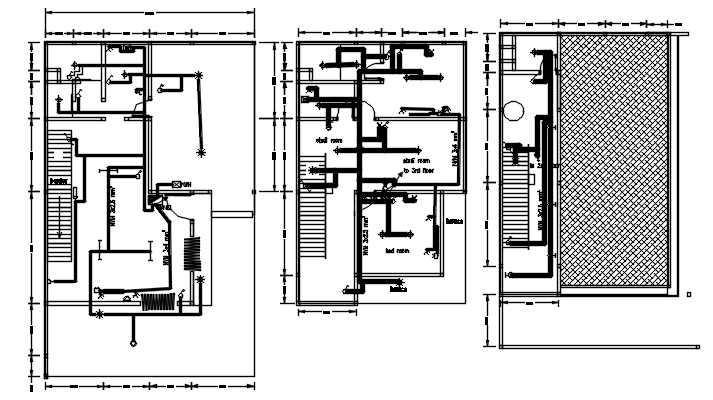 Plumbing layout of the house in dwg file 