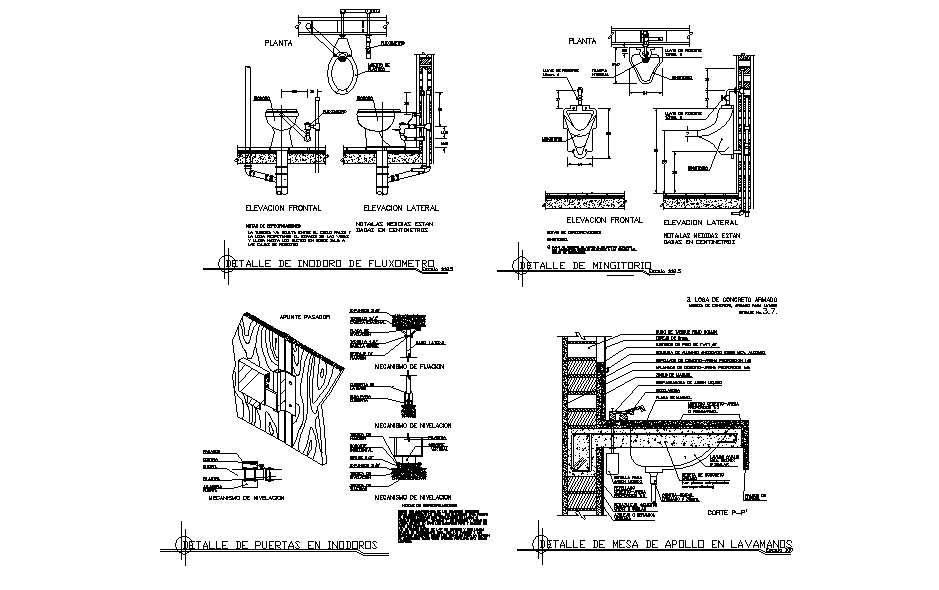 Plumbing sanitary elevation and section detail dwg file