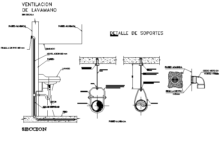 Plumbing sanitary section detail dwg file