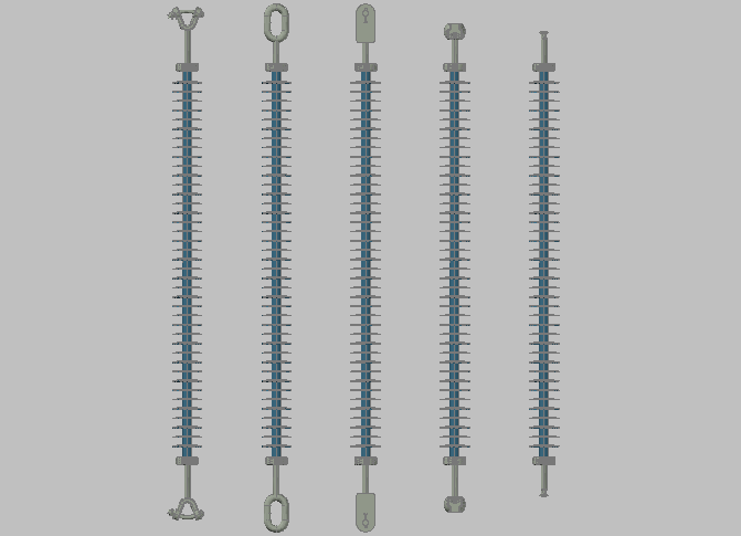 Polymeric insulator 3d view dwg file, Polymeric insulator, insulator 