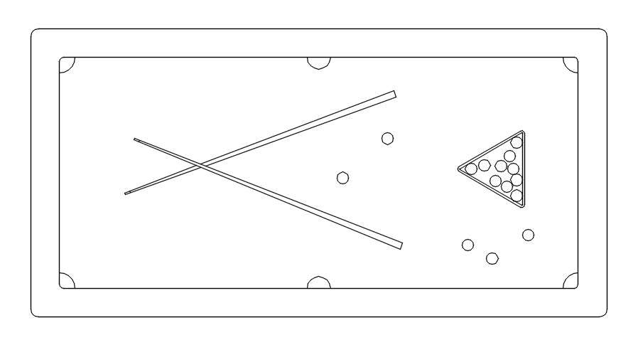 Pool table design in AutoCAD 2D drawing, CAD file, dwg file