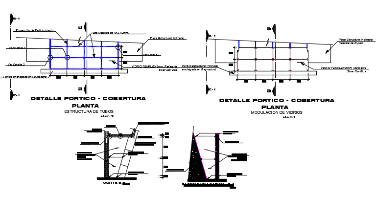 Portico detail coverage dwg file