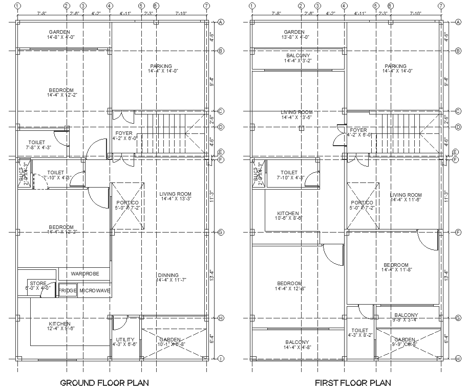 Portico design with garden and parking area design with detailed dwg autocad drawing .