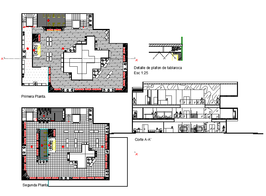 Prada store plan and section autocad file