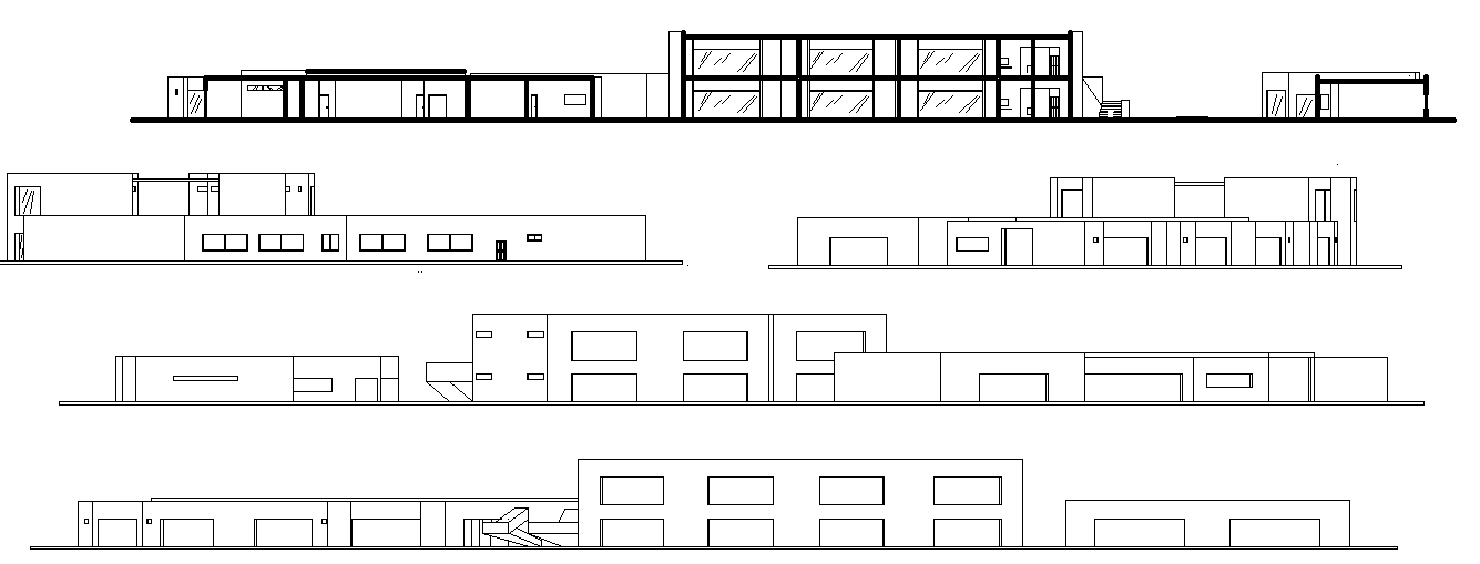 Pre school and primary school elevation dwg file