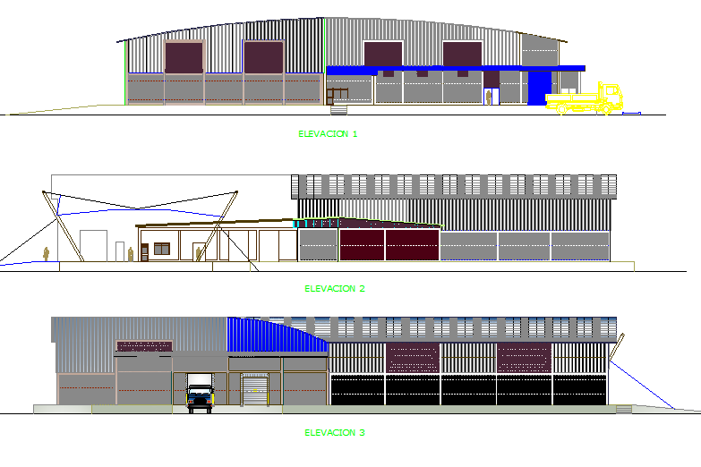 Processing plant elevation detail dwg file
