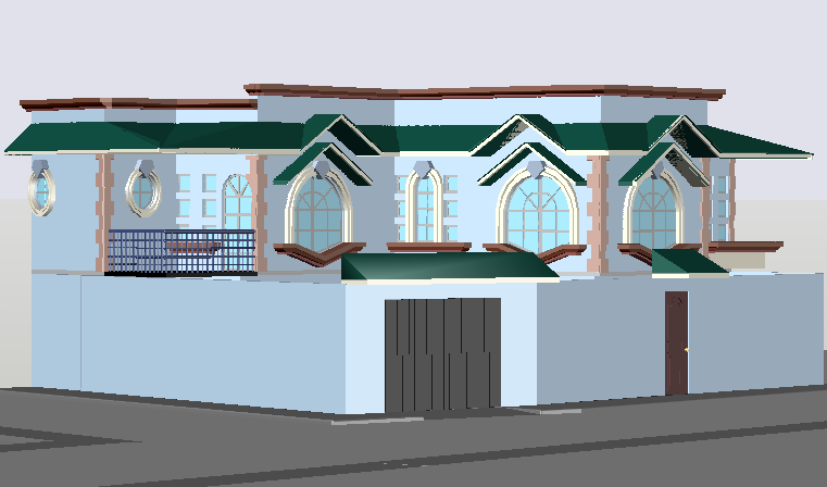 Project oh family house in 3d dwg file