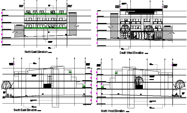 Proposed residential development elevation detail dwg file