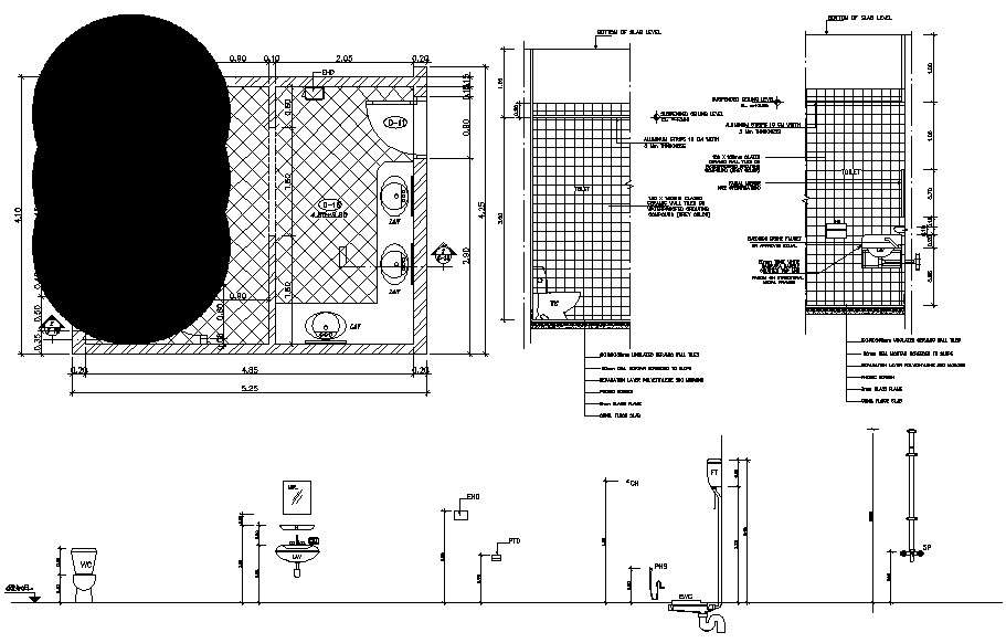 Public Toilet Design CAD Plan 