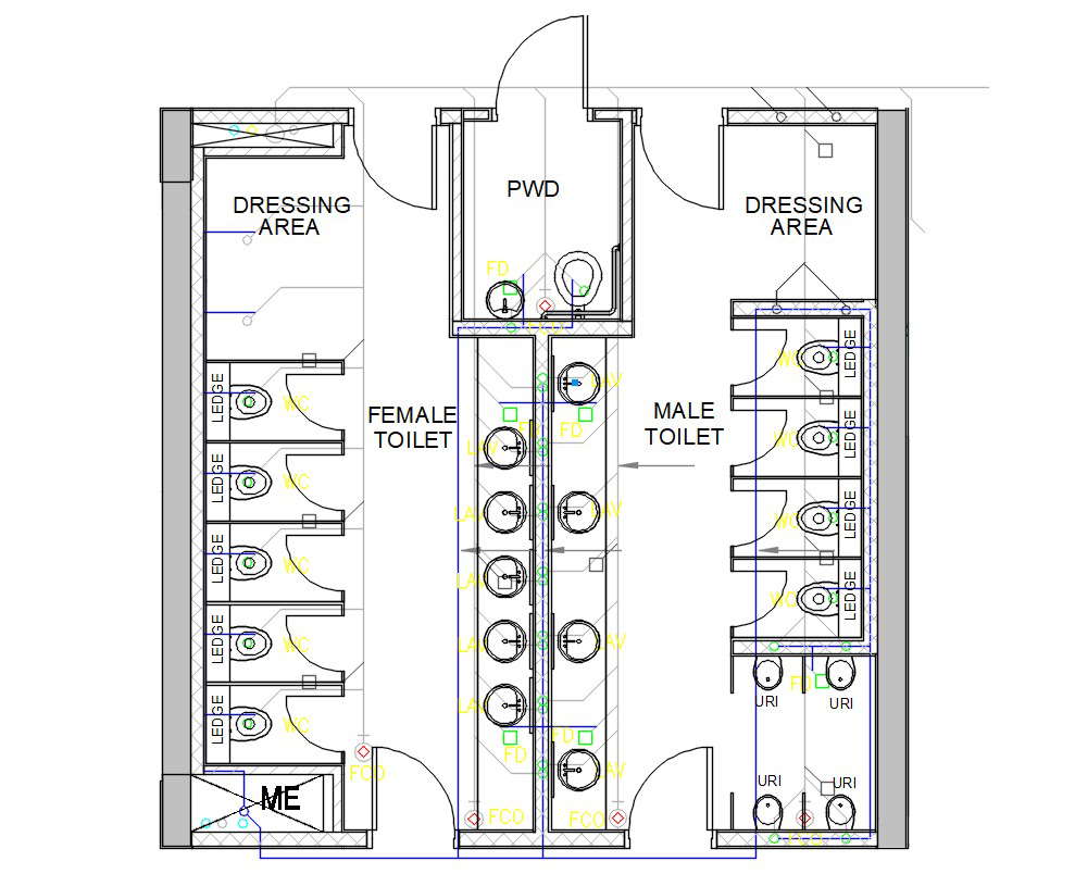 Public Toilet Plan With Sanitary Layout Plan