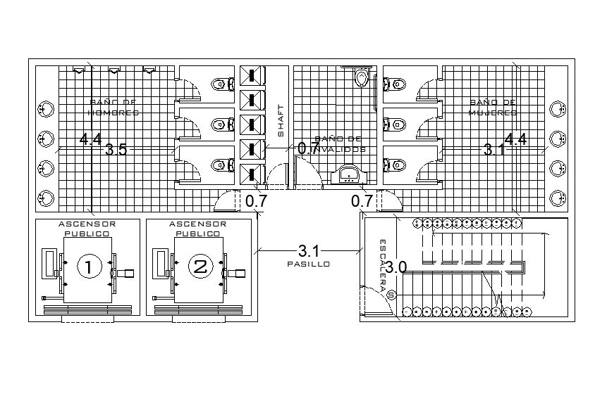 Public toilet plan detail dwg file