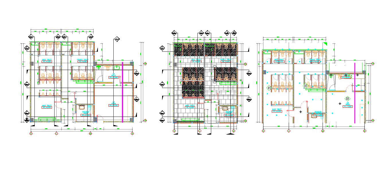 Public Toilet and Ceiling Plan Cad DWG Detail | Plan n Design