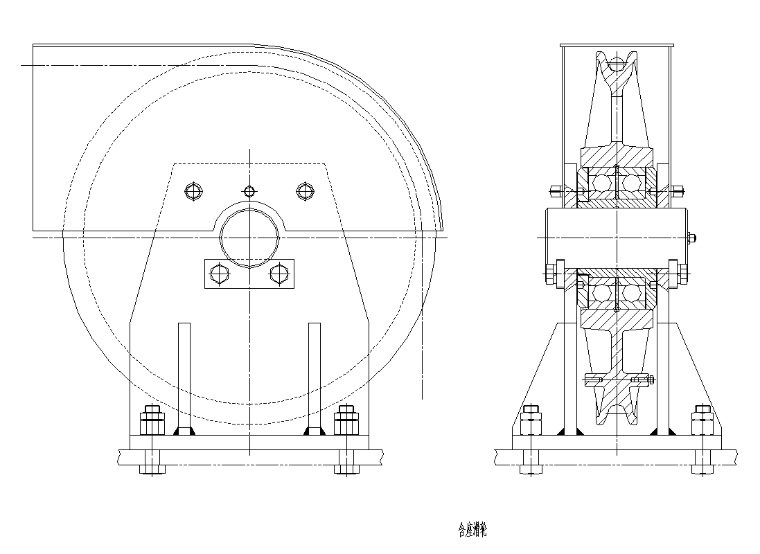 Pulley CAD machinery 2d view layout autocad file