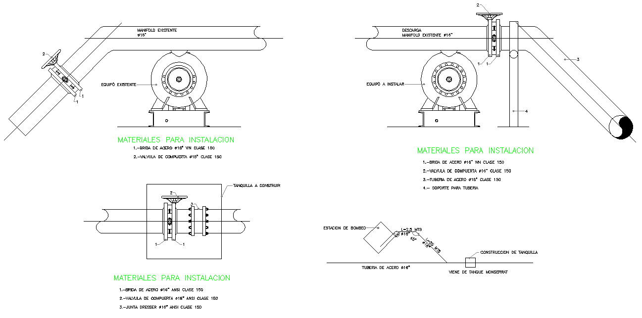 Pump installation detail dwg file