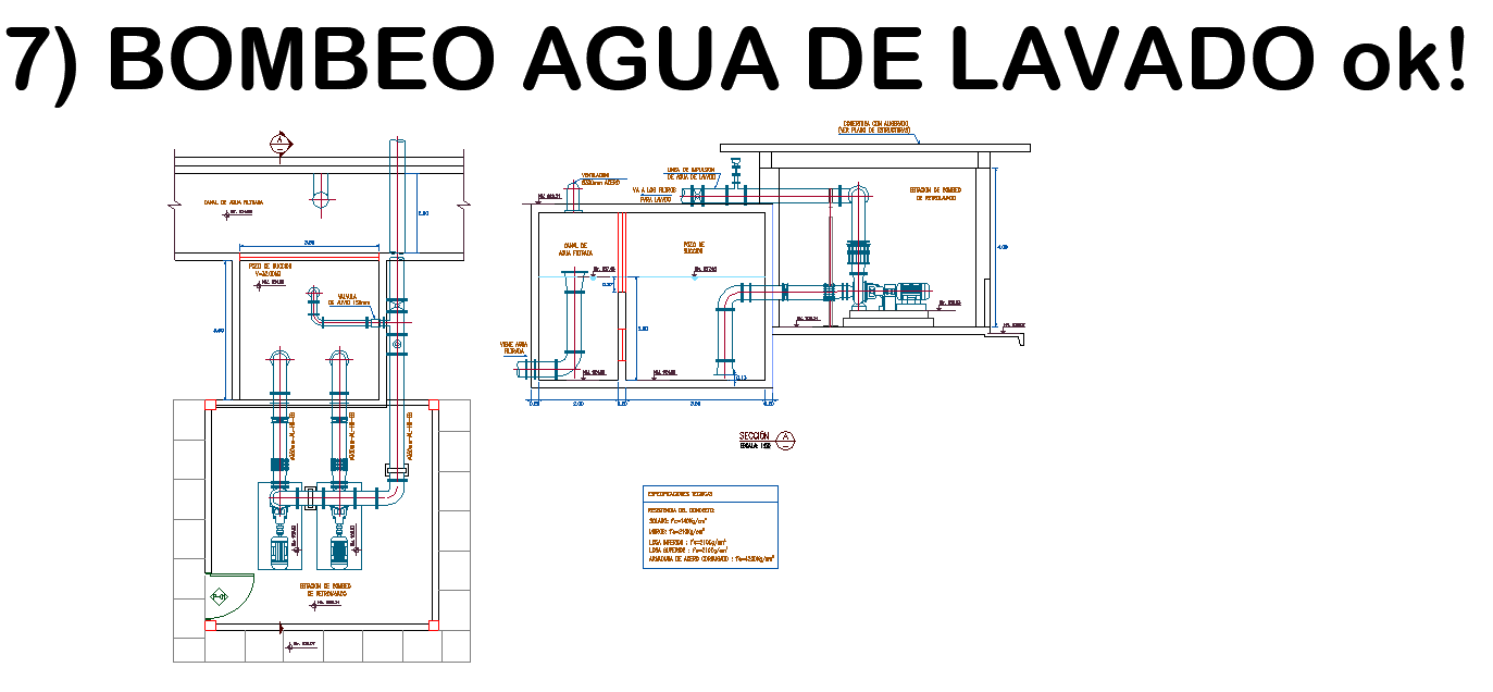 Pumping wash water plan detail dwg file