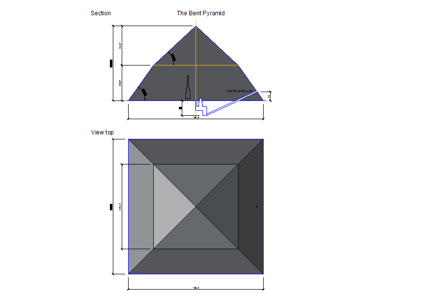 Pyramid top view and elevation 