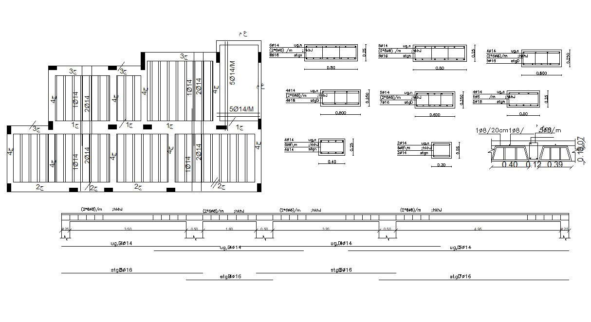 RCC Column And Beam Section With Slab Drawing 