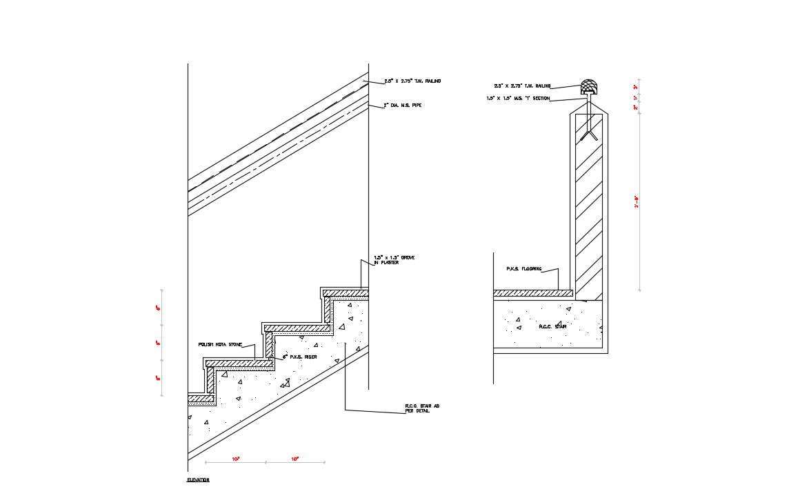 RCC Staircase DWG File