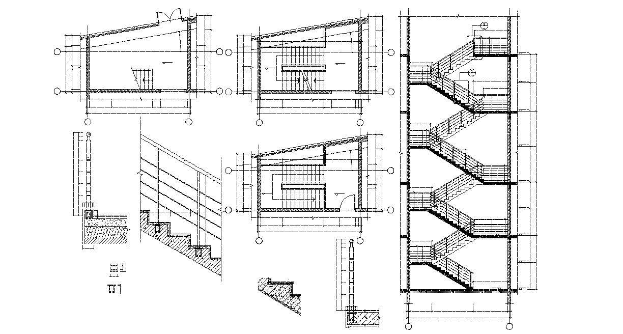 RCC Staircase Section and Plan AutoCAD Drawing 