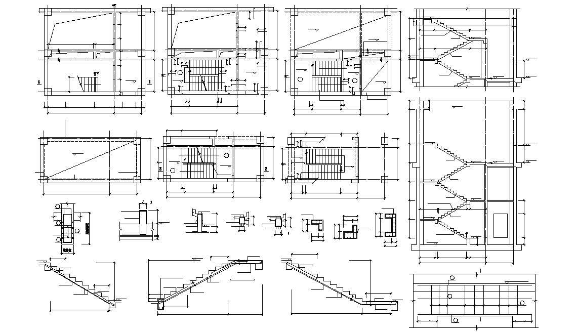 RCC Staircase Structure Design AutoCAD Drawing 