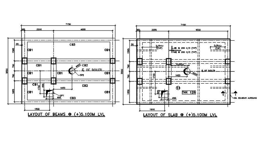 RCC Beam And Slab Plan Drawing DWG File