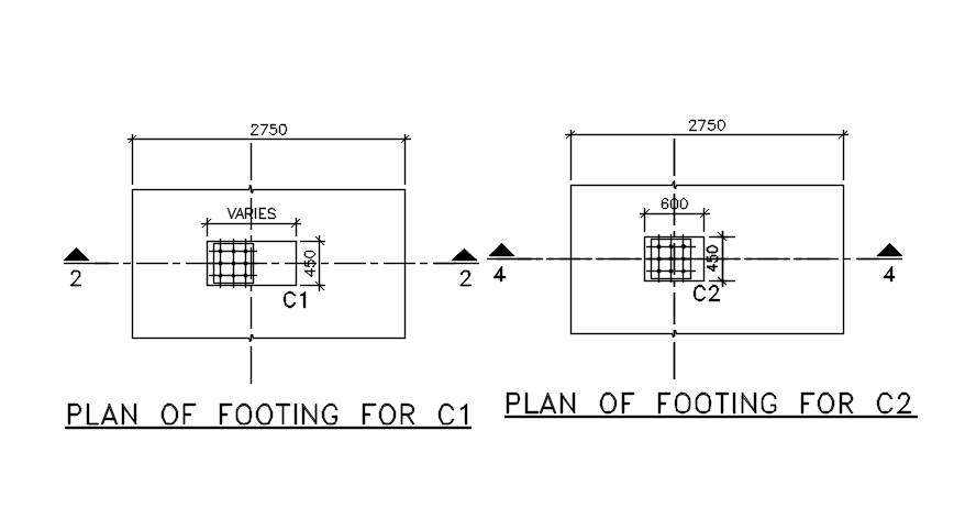 RCC Footing Plan Drawing Download DWG File