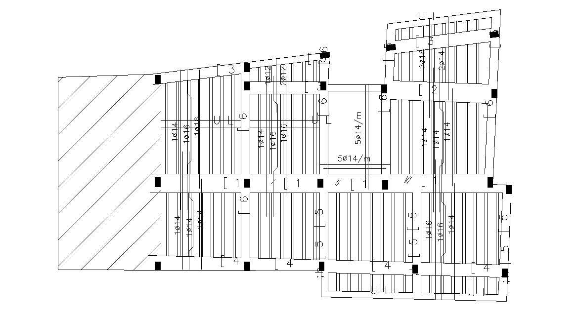 RCC Slab Reinforced Rebar Design CAD File