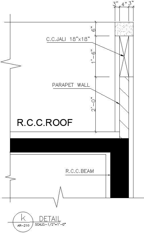 RCC roof beam details in AutoCAD, dwg file.