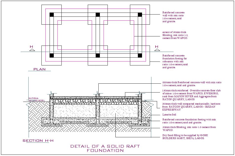 Raft foundation detail dwg file
