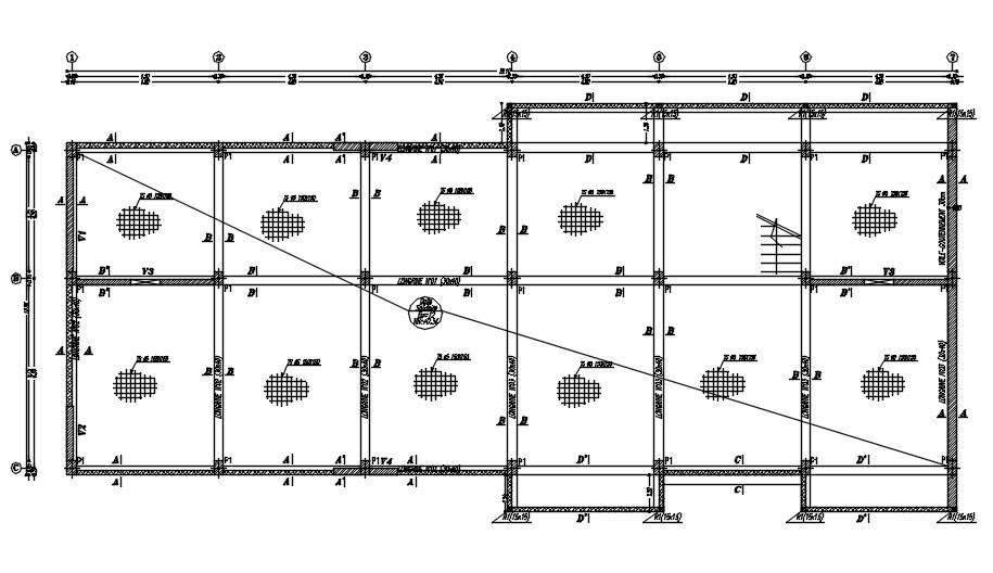 Raft foundation layout plan details 2D Drawing.