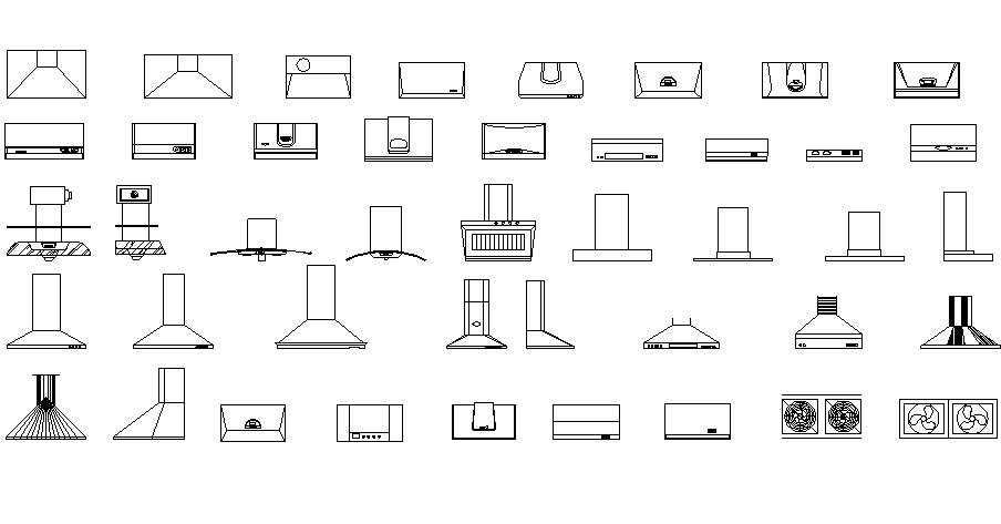 Range hoods view detail dwg file