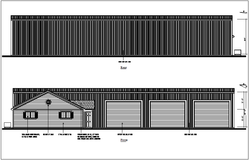 Rear and front view with aluminum structural view dwg file 