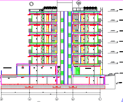 Rear elevation plan detail dwg file