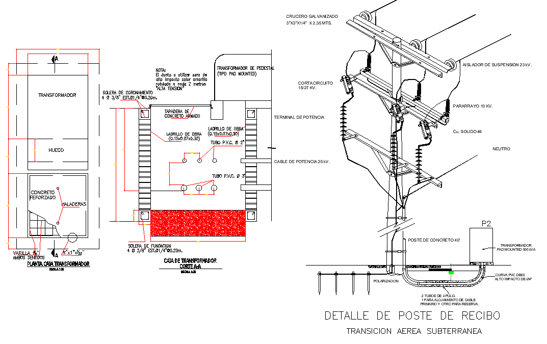Receipt post detail dwg file