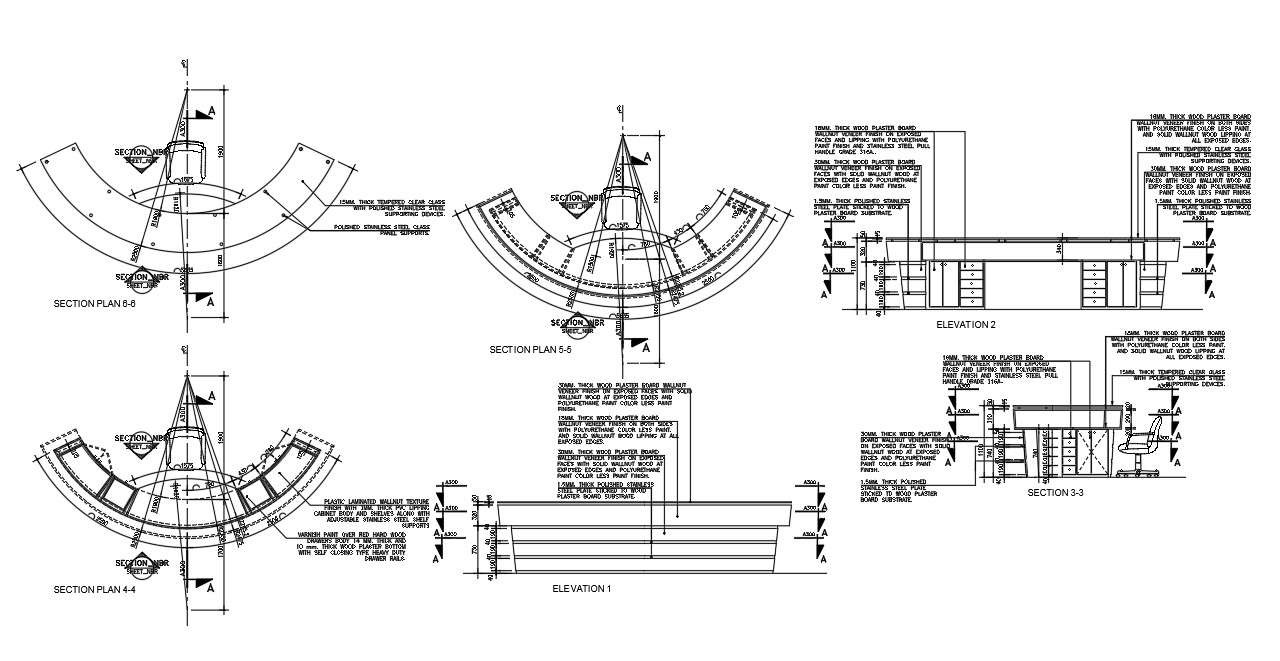 Reception Table DWG File for Office Furniture CAD Plan