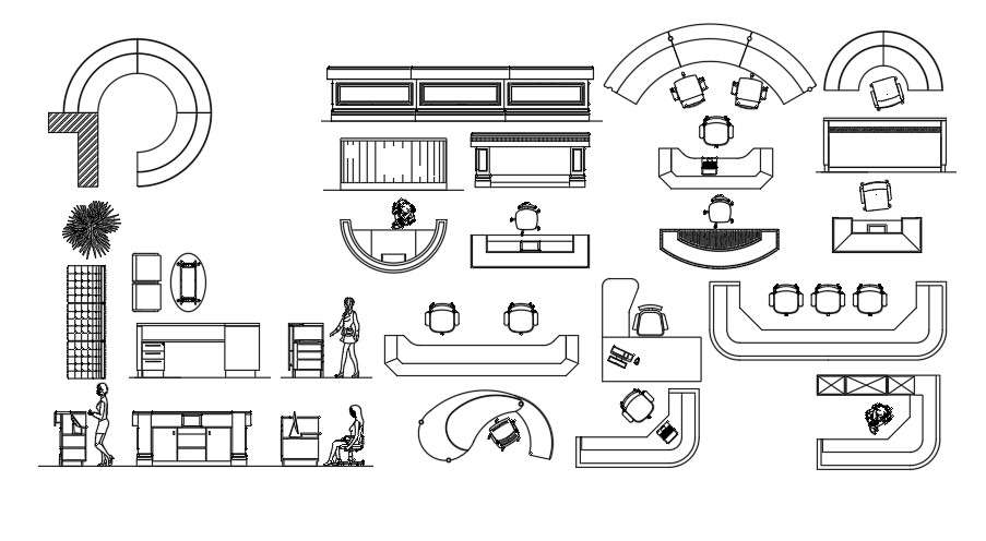 Commercial Reception Table CAD Blocks AutoCAD Drawing