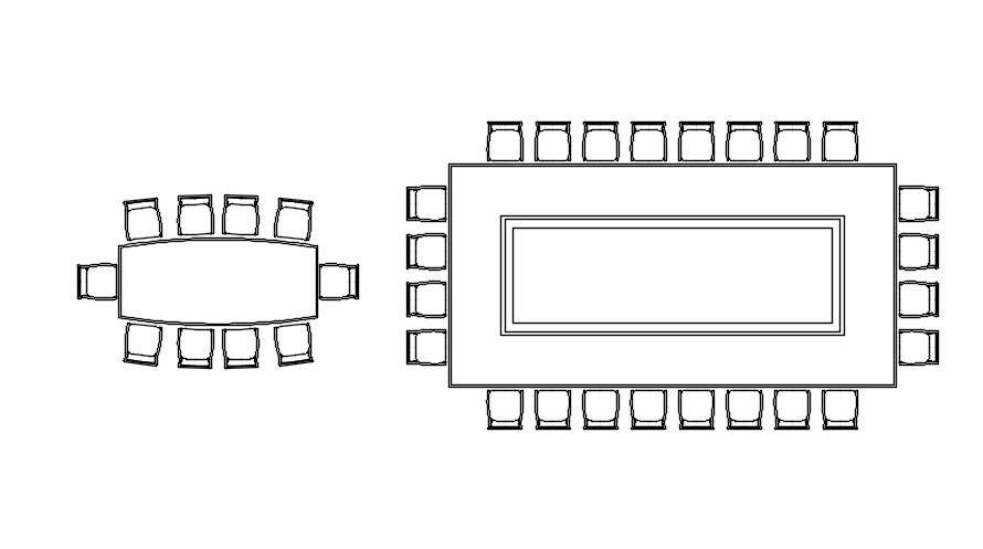 Rectangle conference table cad blocks in AutoCAD, dwg file.