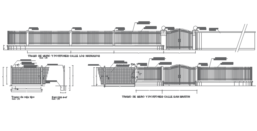 Reeling and gate elevation detail dwg file