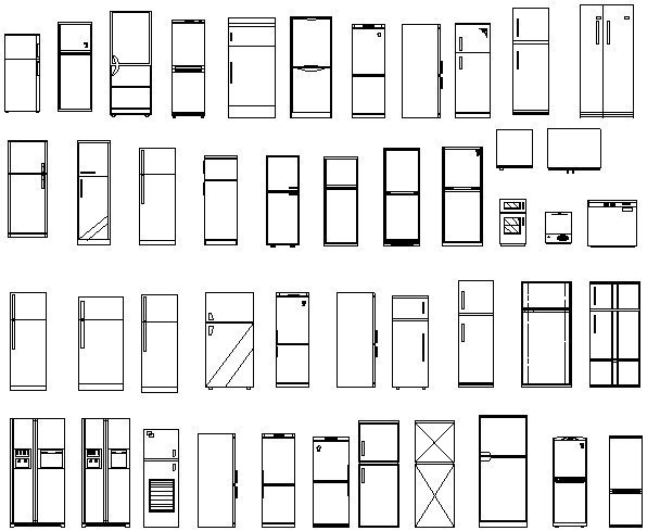 Refrigerators front view detail dwg file