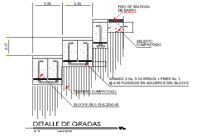 Reinforcement Stair elevation detail dwg file