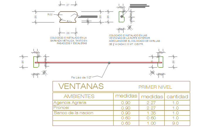 Reinforcement section dimension detail dwg file