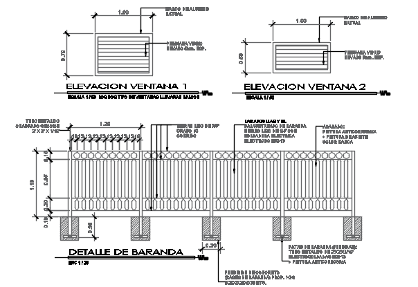 Relling plan and elevation detail dwg file