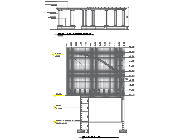Relling plan and elevation detail dwg file