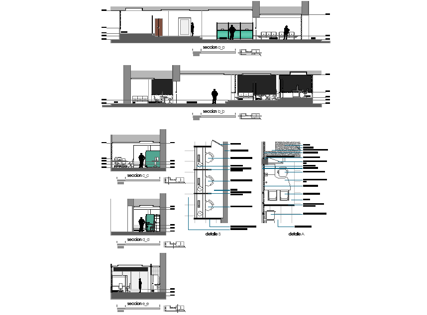 Remodeling plan and section detail dwg file