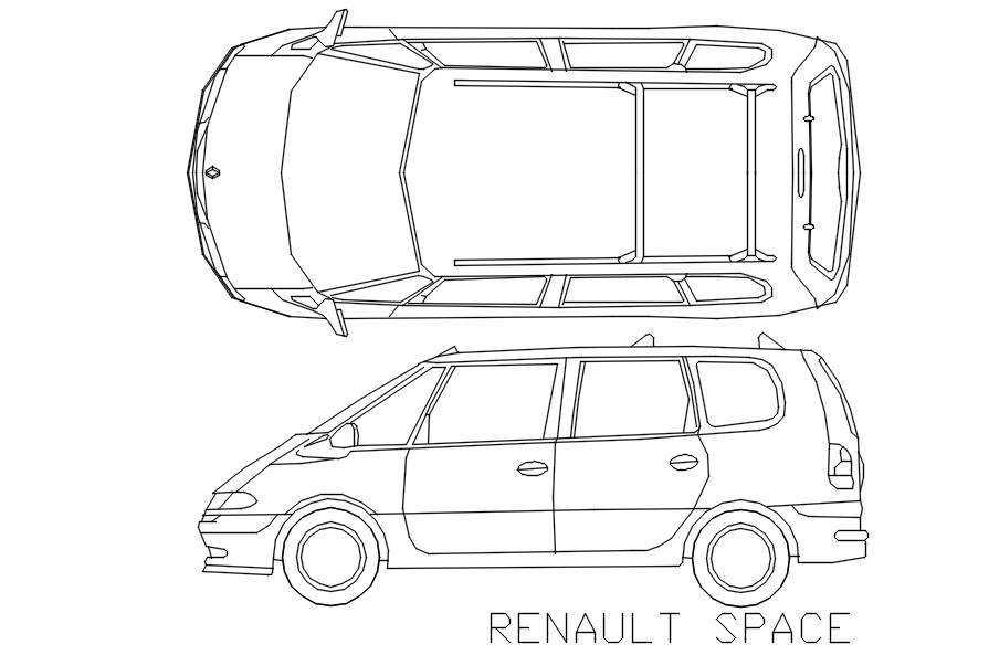Renault space car in AutoCAD, dwg file.