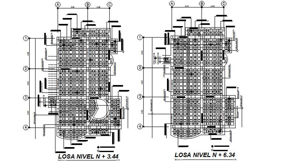 Residence House Slab Level CAD Drawing Download DWG File