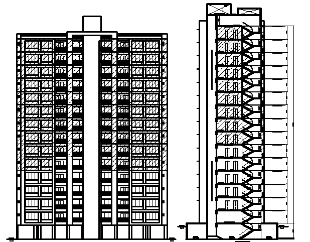 Residency Flats Design and Elevation dwg file