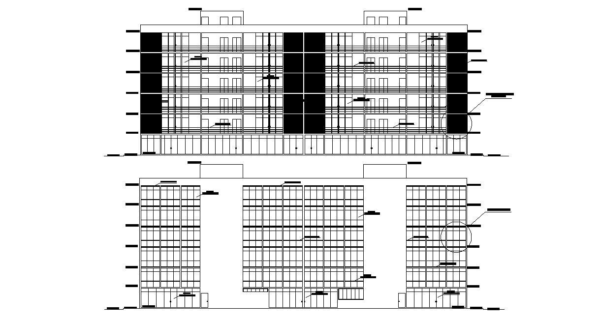 Residential Apartment Facade design AutoCAD Drawing