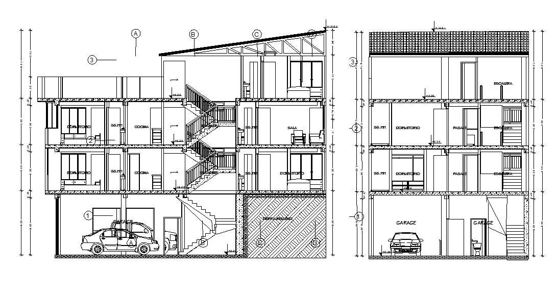 Residential Apartment Section AutoCAD Drawing
